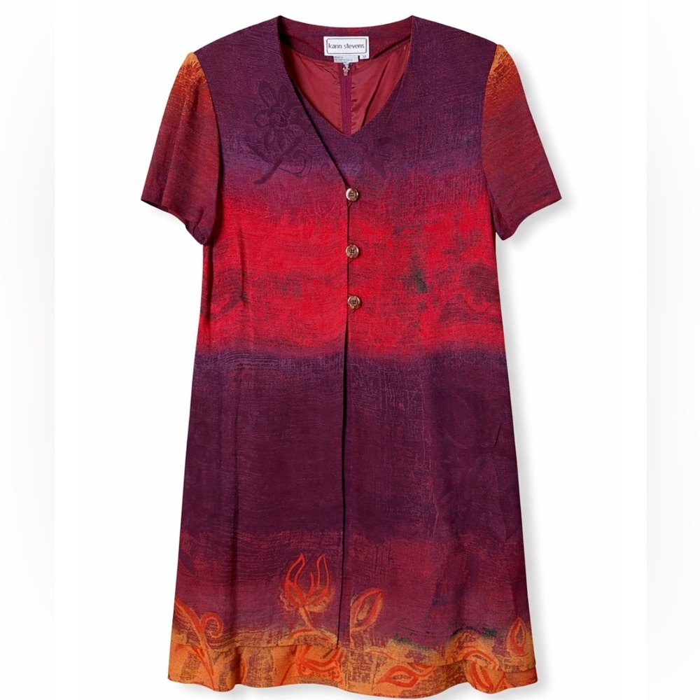 Vintage Karin Stevens Two Piece Art to wear vibrant 80’s Dress
